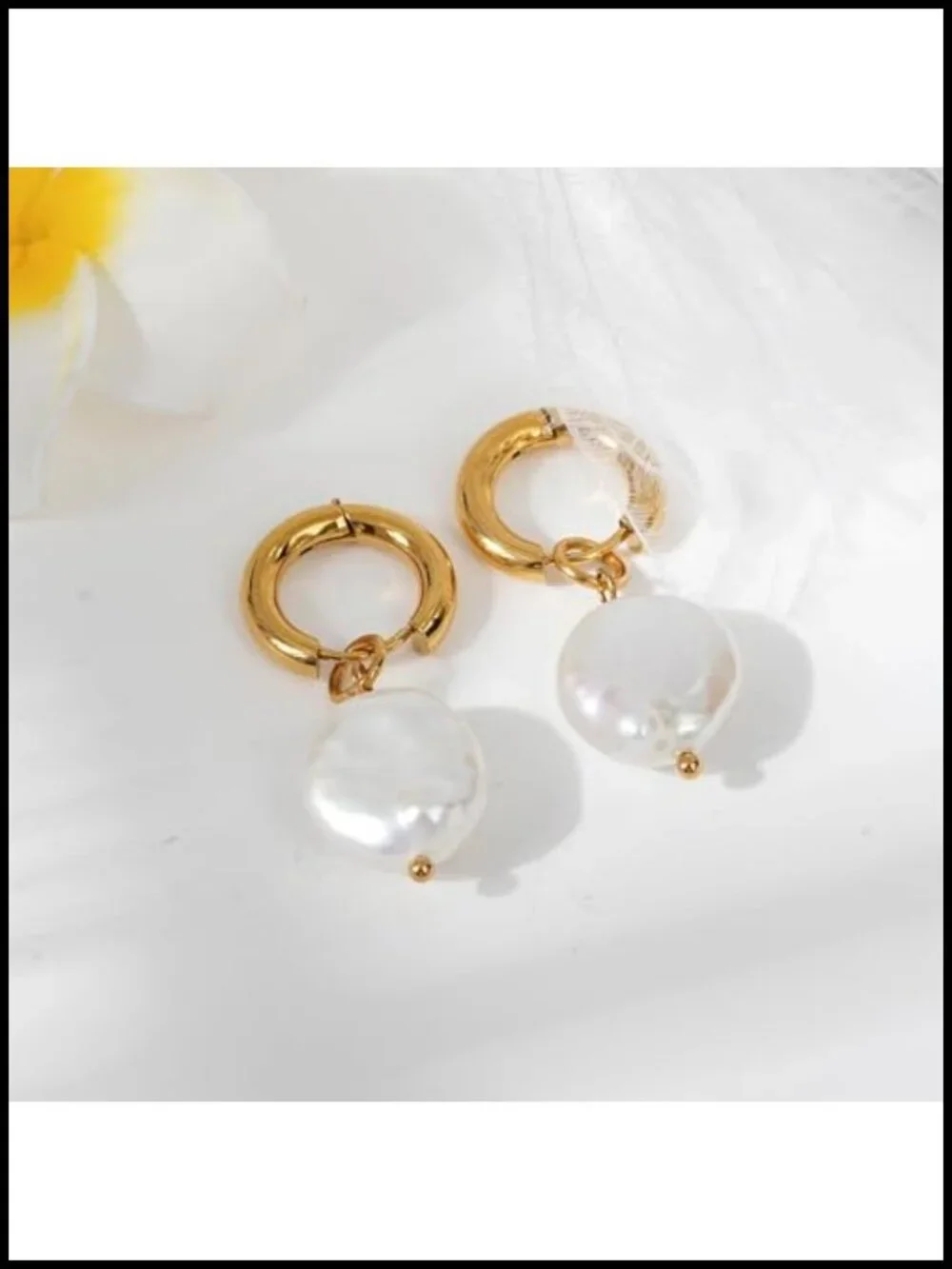 Natural Freshwater Baroque Pearl Lever Back Earrings 18k Gold Plated Hoop Drop